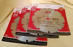 23555 Ace Hardware Corporation Saw Blade Set 3 New 7 1/4 Inch Steel 60 Teeth Arbor 5/8 Fine Cut Diamond K/o