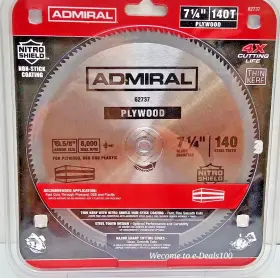 62737 Admiral 7 1/4 Inch Circular Saw Blade Plywood 140 Steel Teeth #62737