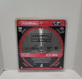 627411 Admiral Circular Saw Blade Item #627411 Inch Arbor Size 5 000 Max Rpm12 60t