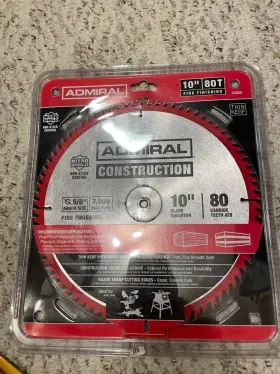Admiral 792363639064 Construction 10 Inch 80 Tooth Blade #63906 Circular Saw Carbide Tip