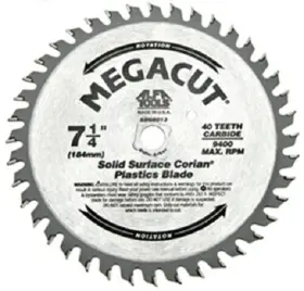 Sb68013 Alfa Tools 7-1/4 Inch X 40t Solid Cut Carbide Tipped Saw Blade