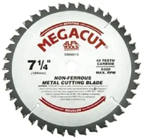 Sb68015 Alfa Tools 7-1/4 Inch X 40t Nonfer Carbide Tipped Saw Blade
