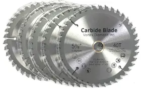 Alskar Diamond 810053732205 5-pack 5-3/8 Inch 40 Teeth Tct Circular Saw Blades For Wood