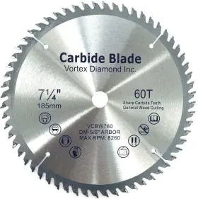 Alskar Diamond 810053732250 Wsb 7-1/4 Inch 60 Teeth Tct General Purpose Hard And Soft Wood Cutting Circular