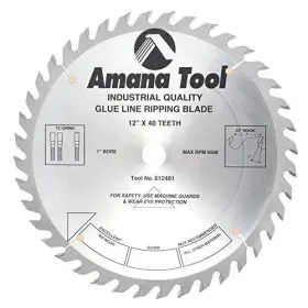 612401 Amana Tool 738685104262 Carbide Tipped Glue Line Ripping 12 Inch Dia X 40t Tcg 22 Deg 1