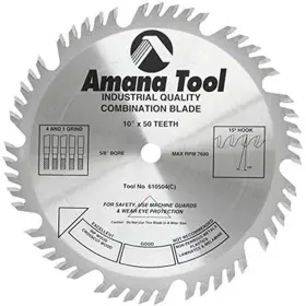 610504 Amana Tool 738685610541 Carbide Tipped Combination Ripping And Crosscut 10 Inch Dia X 50t 4 1