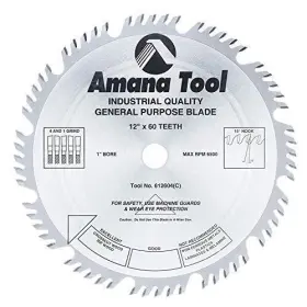 612604 Amana Tool 738685612644 - Carbide Tipped Combination Ripping And Crosscut 12 Inch Dia X 6