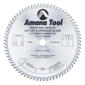 612720 Amana Tool 738685612729 Carbide Tipped Cut-off And Crosscut 12 Dia X 72t Atb 10 Deg 1 I