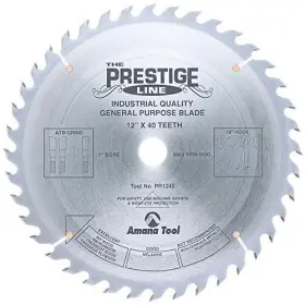 Pr1240 Amana Tool 738685771242 Carbide Tipped Prestige General Purpose 12 Inch Dia 40t Atb 18 Deg 1