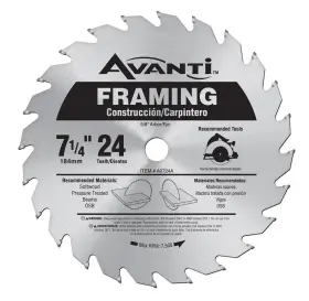 A0724a America Inc Avanti 7-1/4 Inch Dia. X 5/8 Carbide Tip Steel Framing Blade 24 Teeth 1 Pc