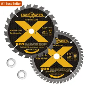 Angelsword 445041890815 5-1/2 Inch Circular Saw Blade 24t For Framing&48t Fine Finish Woo