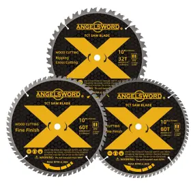 B0dy63cdwt Angelsword 10 Inch Saw Blade Set 32t Framing 60t Fine 80t Finish - 3 Pack