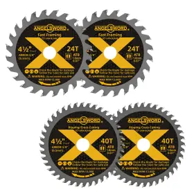 Csbw-4-3 Angelsword Csbw-4-3/8xx 4-1/2 Inch Circular Saw Blade 3/8 Arbor 4 Pc 24t And 40t Silver