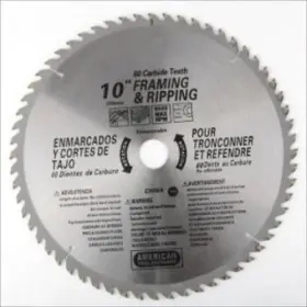 Ate 789611012403 10 Inch 60 Tooth Carbide Tip Wood Tipped Circular Round Power Saw Blade