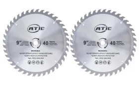 At-wf01-2x Atie 9 Inch 40 Tooth Carbide Tip General Purpose Wood Cutting 2 Pack Silver
