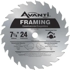 Avanti 313042183199 7-1/4 Inch X 24-tooth Framing Circular Saw Blade