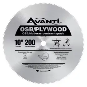 Avanti 313112819881 10 Inch X 200-tooth Osb/plywood Ripping Circular Saw Blade