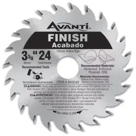 Avanti 445018181199 3-3/8 Inch X 24-tooth Finish Circular Saw Blade