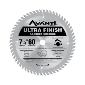 Avanti 445033278263 7-1/4 In X 60-tooth Ultra Fine Finish Carbide Circular Saw Blade For Wood 1 Pack