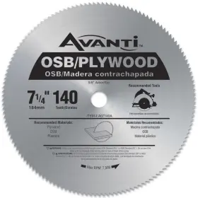 Avanti 711181383140 7-1/4 Inch X 140-tooth Osb/plywood Circular Saw Blade