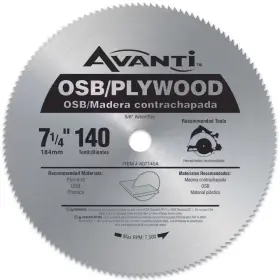 Avanti 744110771077 7-1/4 Inch X 140-tooth Osb/plywood Circular Saw Blade