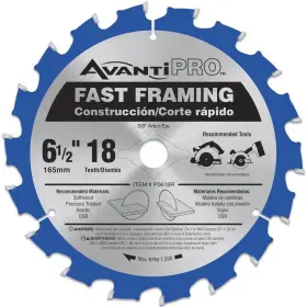 Avanti Pro 313096592572 6-1/2 Inch X 18-tooth Fast Framing Circular Saw Blade
