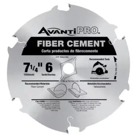 Avanti Pro 445034186123 7-1/4 Inch X 6-tooth Fiber Cement Cutting Saw Blade