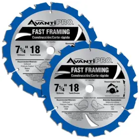 Avanti Pro 445050910900 7-1/4 Inch X 18-tooth Fast Framing Circular Saw Blade 2-pack