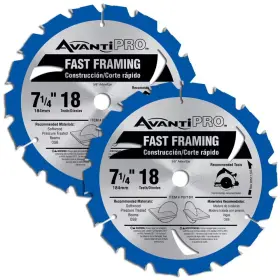 Avanti Pro 744759453600 7-1/4 Inch X 18-tooth Fast Framing Circular Saw Blade 2-pack