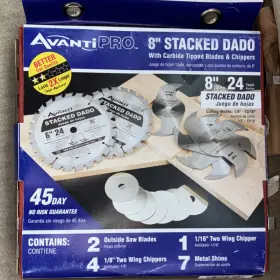 Pro2dado Avanti Pro 8 In Stacked Dado Set 24t Carbide Tipped For Wood