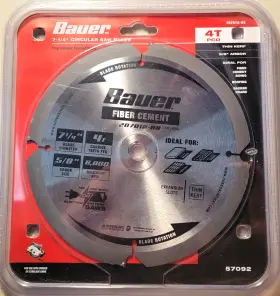 57092 Bauer 7-1/4 Inch Circular Saw Blade 4t Pcd Thin Kerf 5/8 Arbor New Sealed