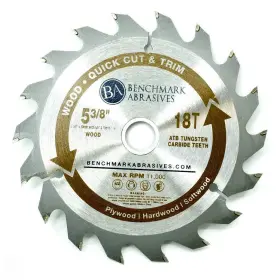 Benchmark Abrasives 752830578845 Tct 5 3/8 Inch Circular Saw Blade Tungsten Carbide Tipped For Cutting Plywo