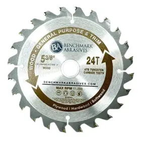 Benchmark Abrasives 752830578944 Tct 5 3/8 Inch Circular Saw Blade Tungsten Carbide Tipped For Cutting Plywo