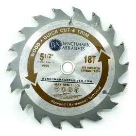 Benchmark Abrasives 752830579040 Tct 5 1/2 Inch Circular Saw Blade Tungsten Carbide Tipped For Cutting Plywo