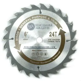 Benchmark Abrasives 752830579347 Tct 6 Inch Circular Saw Blade Tungsten Carbide Tipped For Cutting Plywood