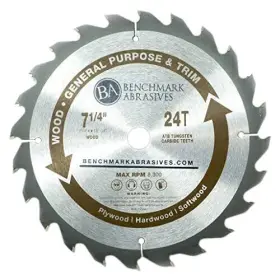 Benchmark Abrasives 752830579545 Tct 7 1/4 Inch Circular Saw Blade Tungsten Carbide Tippe