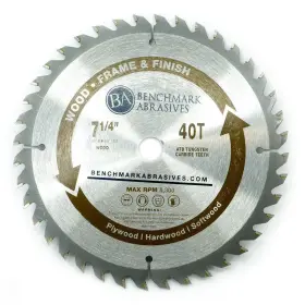 Benchmark Abrasives 752830579644 Tct 7 1/4 Inch Circular Saw Blade Tungsten Carbide Tipped For Cutting Plywo