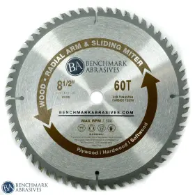 Benchmark Abrasives 752830580145 Tct 8 1/2 Inch Circular Saw Blade Tungsten Carbide Tipped For Cutting Plywo