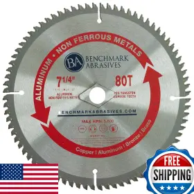 B075fzkrrz Benchmark Abrasives Tct 7-1/4 Inch Circular Saw Blade Tungsten Carbide Non-ferro