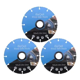 Beqell 415573244080 Carbide Wood Cutting Disc 5 Inch 3pcs Vacuum Brazed Cut-off Wheel Bla