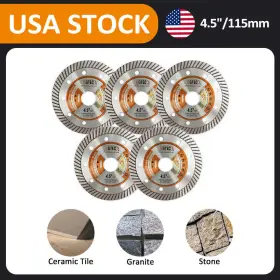 Csm014522u5 Bgtec 5pcs 4.5 Inch Diamond Turbo Saw Blade Marble Granite Cutter Plate Cutting Disc