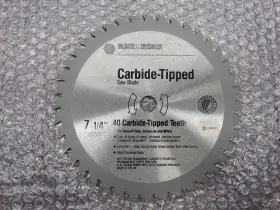63-374 Black Decker And 7-1/4in Carbide-tipped Saw Blade 40 Carbide Teeth