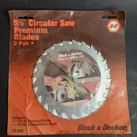 73-303 Black Decker And 2 Pak 5 1/2 Inch Circular Saw Blades 1 Plywood Combination