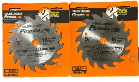 77-715 Black Decker And Piranha 5 1/2 Inch Carbide Saw Blade 16 Teeth # Made In Uk X 2