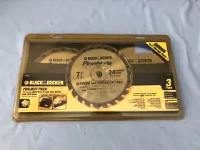 77-725sc Black Decker And Piranha 7 1/4 Inch 3 Blade Project Pack With Storage Case Circular