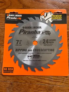 77-737 Black & Decker And 24 Carbide Tooth Piranha Circular Saw Blade 7-1/4 Inch D Made In Uk