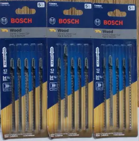 T308bo Bosch Jig Saw 5 Blade Set Lot Of 3 15 Wood Curve/clean Cut Top And Bottom