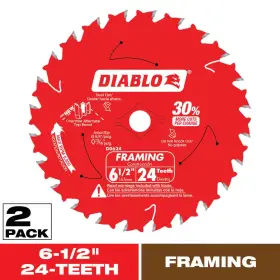 2-pac Branded 313107266263 Tracking Point 6-1/2 Inch X 24-tooth Framing Circular Saw Blade Value Pack