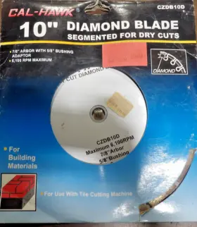 Czdb10d Cal-hawk 10 Inch Diamond Blade Segmented For Dry Cuts