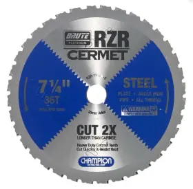 Rzr-714-36-s Champion Cutting Tool Cermet Tipped Circular Saw Blade 7-1/4in Steel